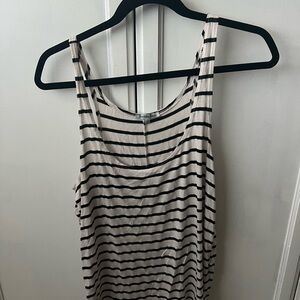 Charlotte Russe Black and Cream Striped Tank Top